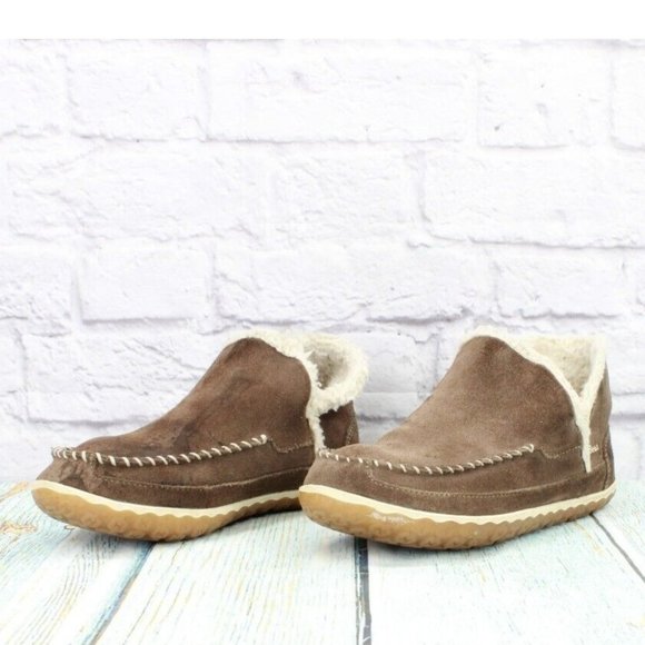 LL Bean Brown Suede Fleece Lined Mountain Slipper Moccasin  Boot Sz 7 M - Picture 2 of 9
